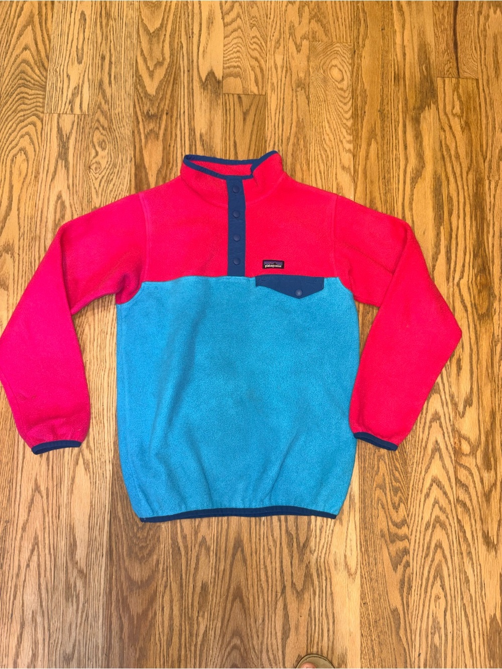 Patagonia Kids Synchilla Snap-T Fleece Pullover Pink Blue Colorblock